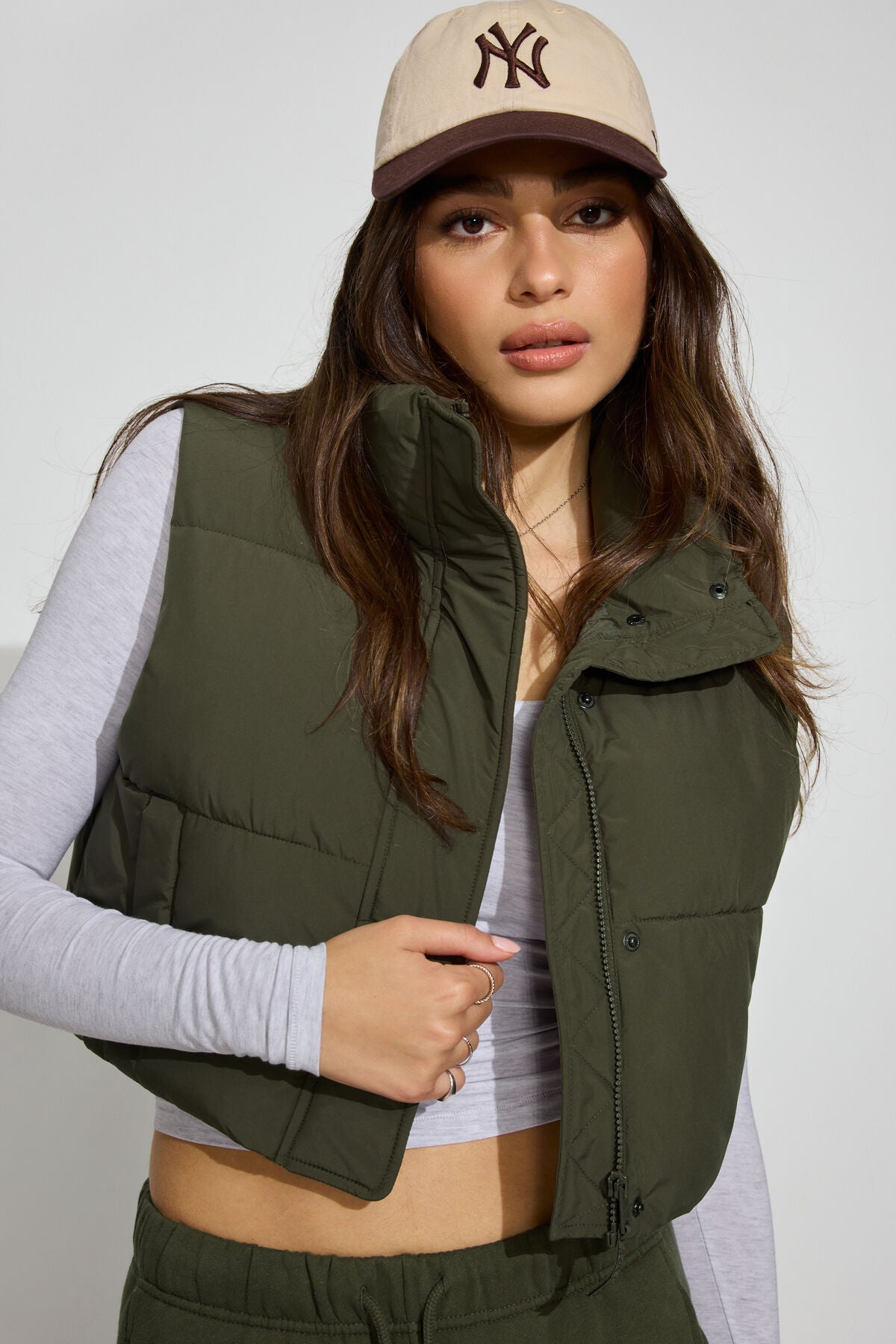 Mini Puff Vest Khaki Garage Clothing Women