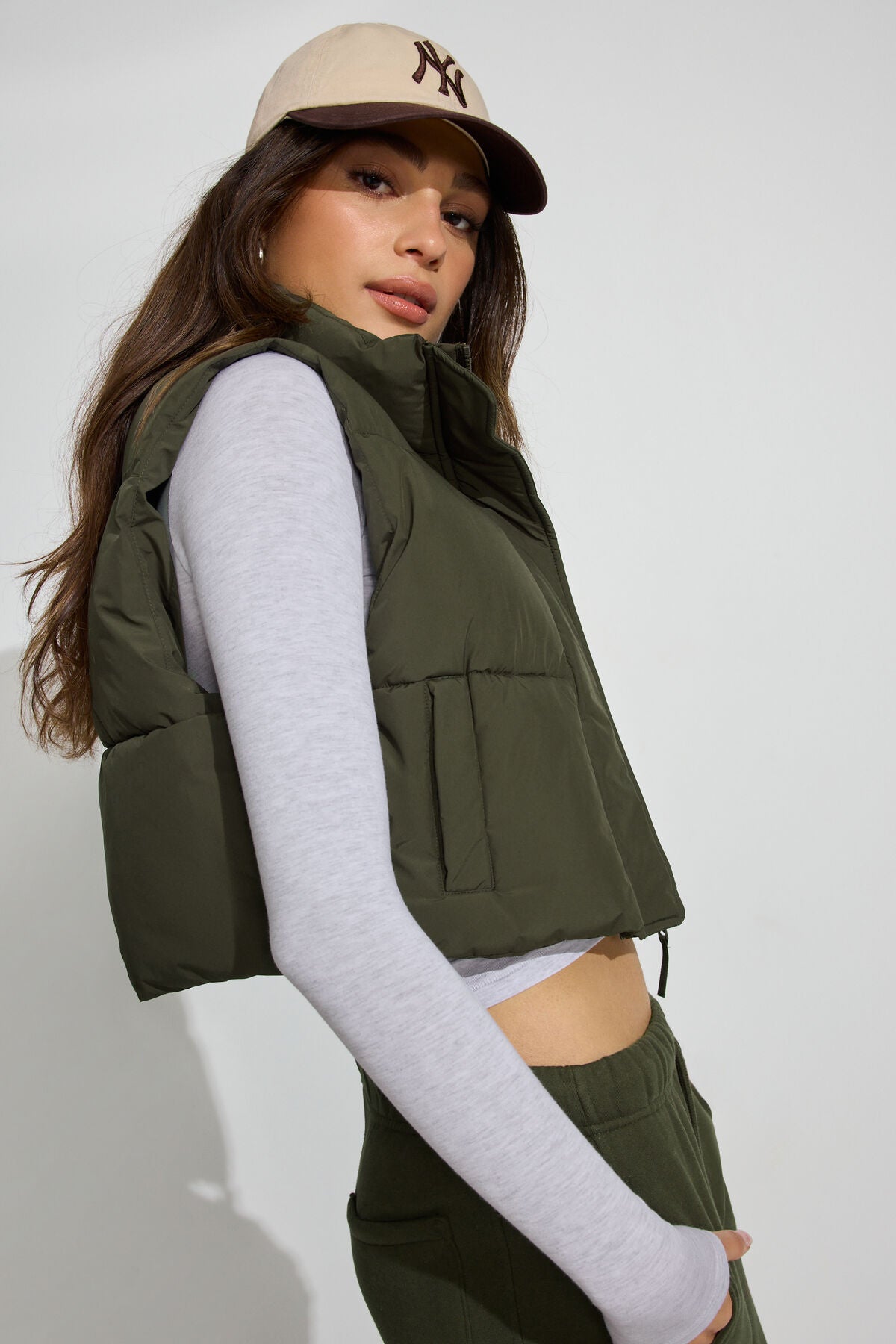 Mini Puff Vest Khaki Garage Clothing Women