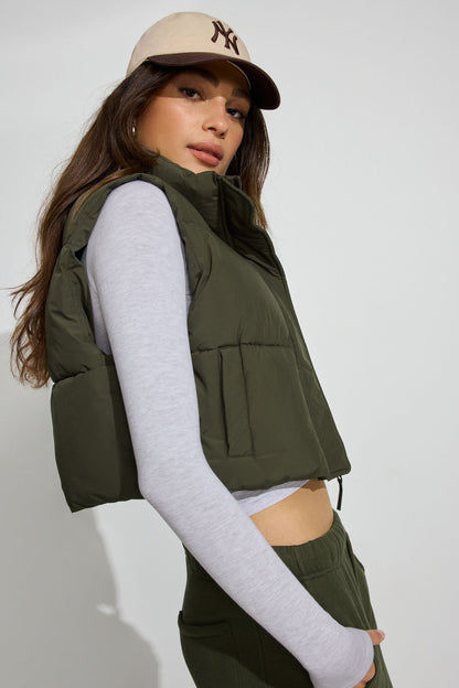 Mini Puff Vest Khaki Garage Clothing Women