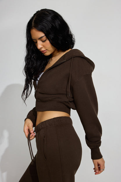 SoftTerry Bubble Zip Hoodie Brown Garage Clothing Women