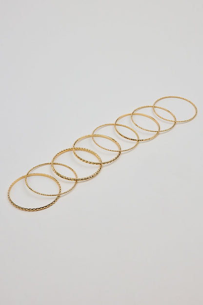 Set of 11 Textured Bangles Yellow Garage Clothing Women