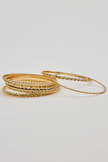 Set of 11 Textured Bangles Yellow Garage Clothing Women