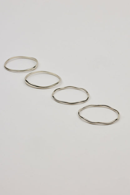 Set of 4 Wavy Bangles Gray Garage Clothing Women