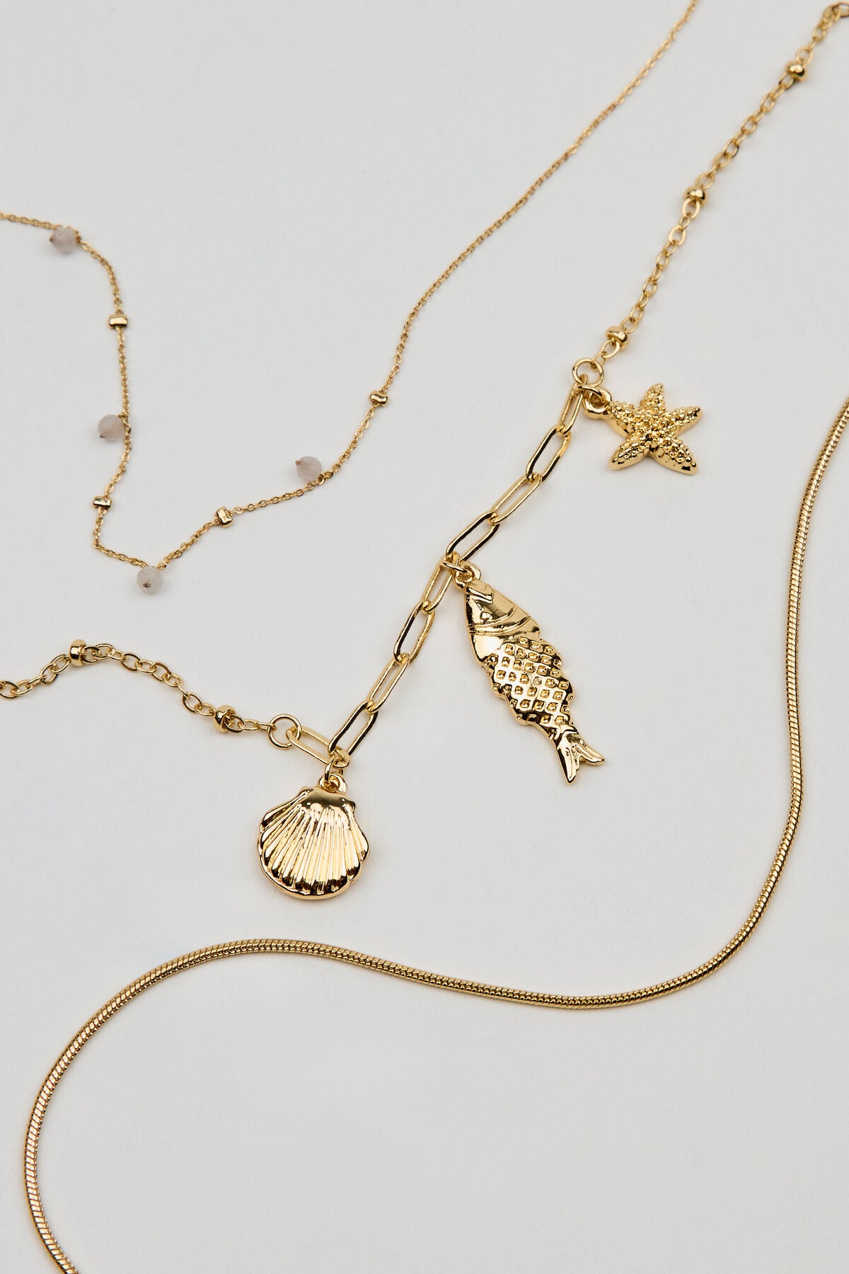 Set of 3 It's A Catch Necklaces White Garage Clothing Women