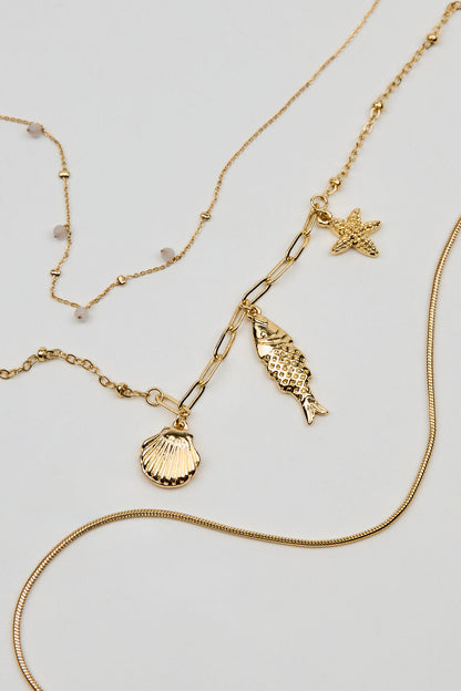 Set of 3 It's A Catch Necklaces White Garage Clothing Women
