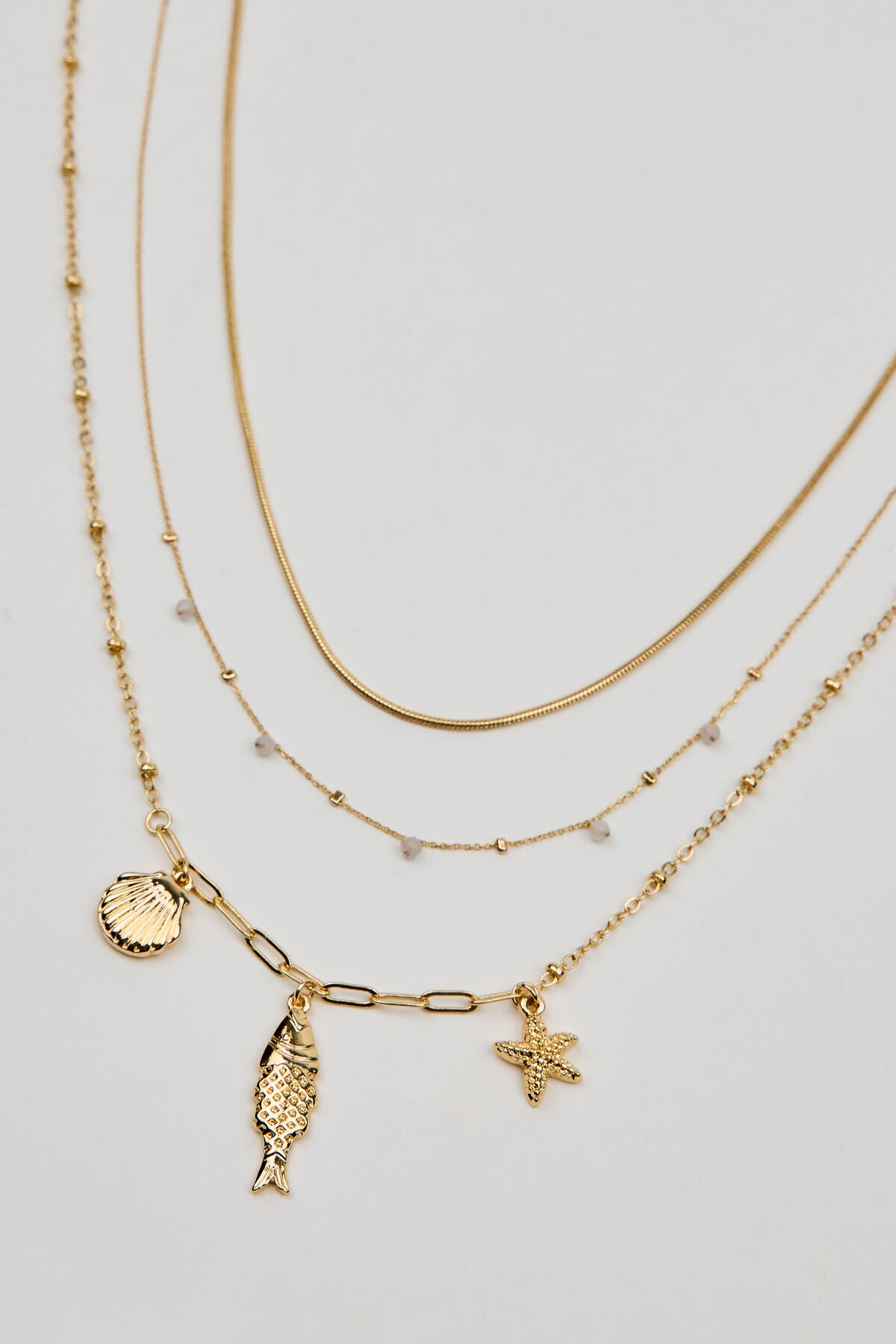 Set of 3 It's A Catch Necklaces White Garage Clothing Women