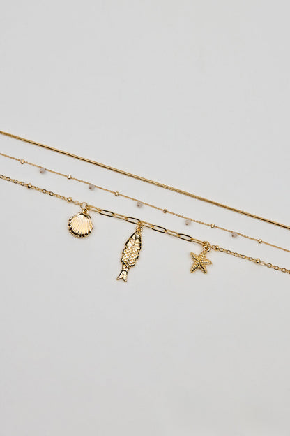 Set of 3 It's A Catch Necklaces White Garage Clothing Women
