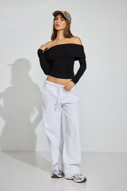 Sexy Cozy Off Shoulder Long Sleeve Top Black Garage Clothing Women