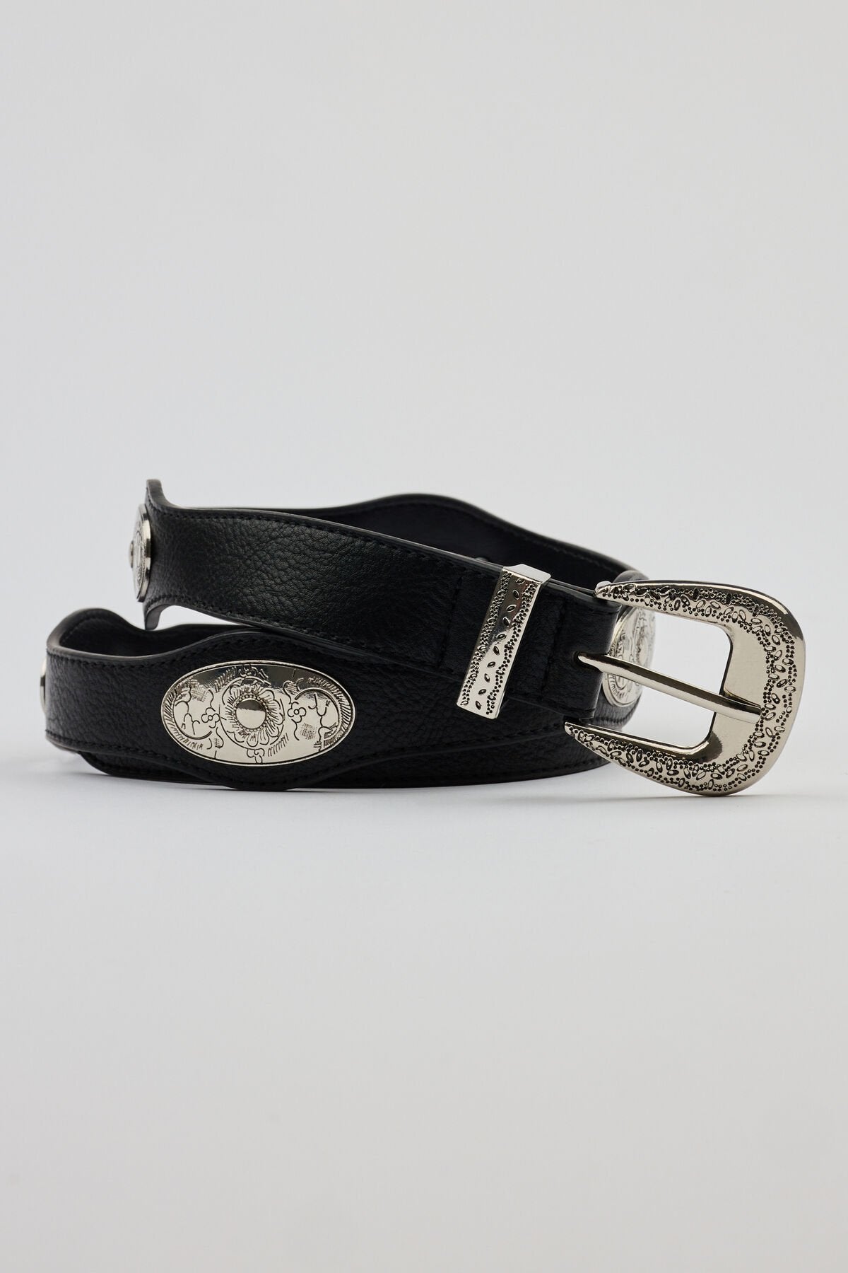 Western Concho Strap Belt Black Garage Clothing Women