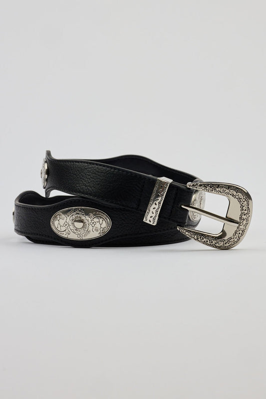 Western Concho Strap Belt Black Garage Clothing Women
