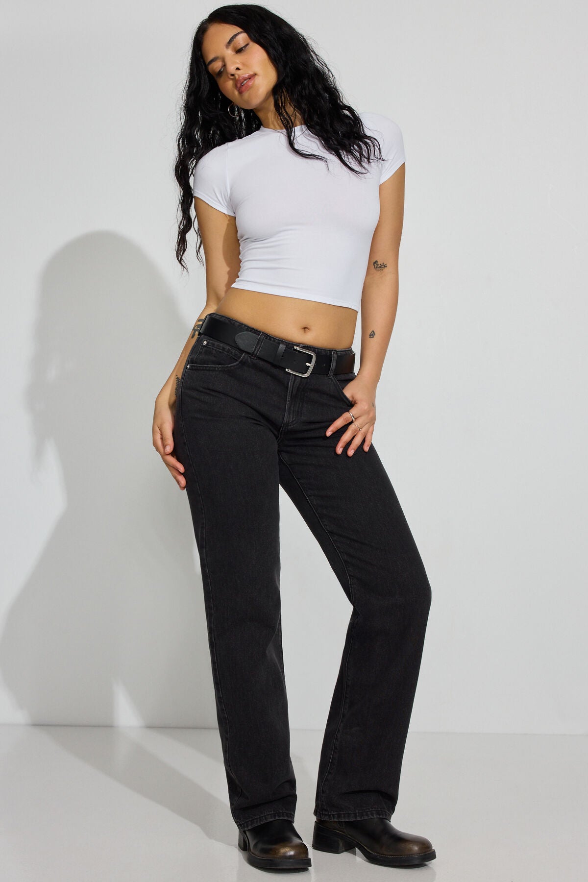 Crewneck Cropped T-Shirt White Garage Clothing Women