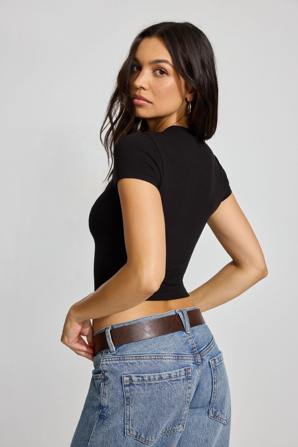 Crewneck Cropped T-Shirt Black Garage Clothing Women