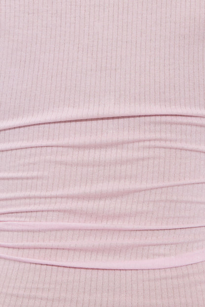 Sheer Ribbed Henley Long Sleeve Top Pink Garage Clothing Women