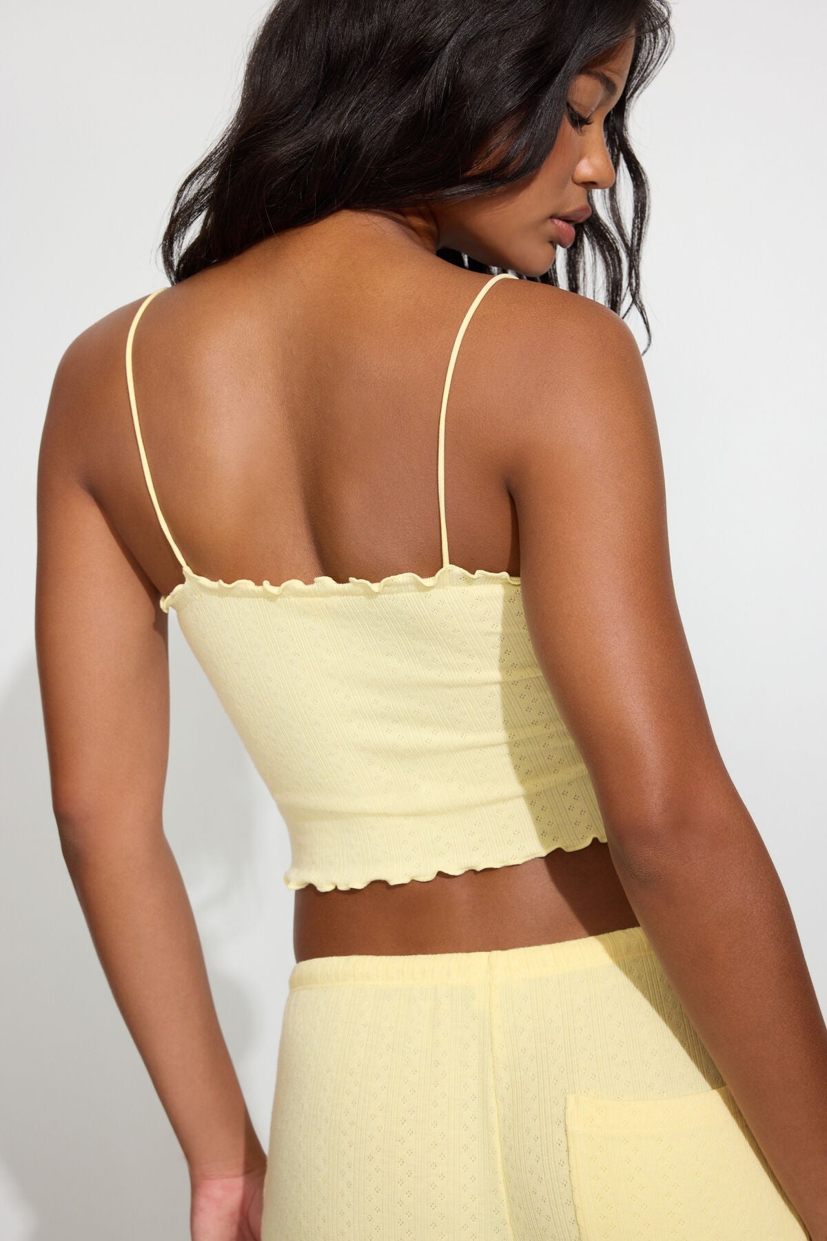 Pointelle Lettuce Edge Cami Top Yellow Garage Clothing Women