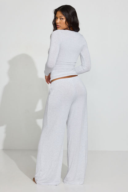 Sheer Ribbed Slouchy Pants Gray Garage Clothing Women