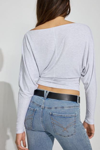 Smooth Dolman Boatneck Top Gray Garage Clothing Women
