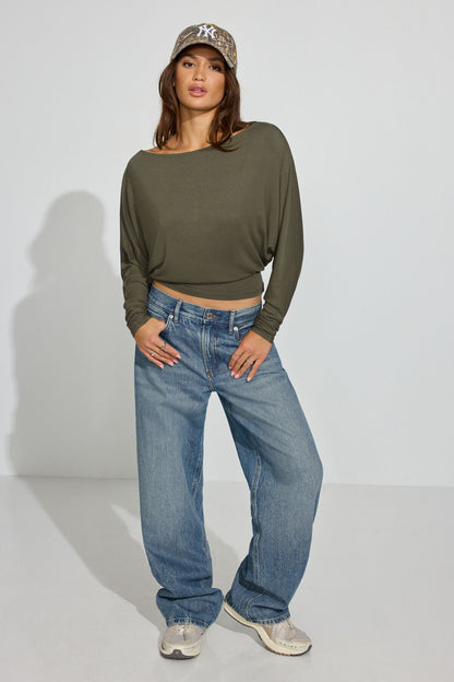 Smooth Dolman Boatneck Top Green Garage Clothing Women