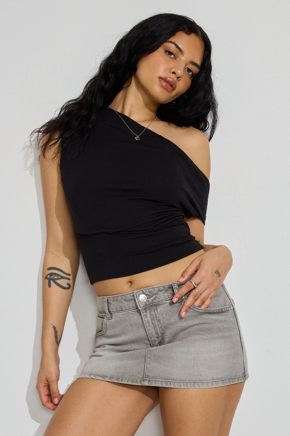 Off Shoulder Band Top Black Garage Clothing Women