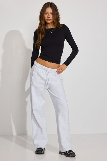 Sleek Crewneck Long Sleeve Top BLACK Garage Clothing Women