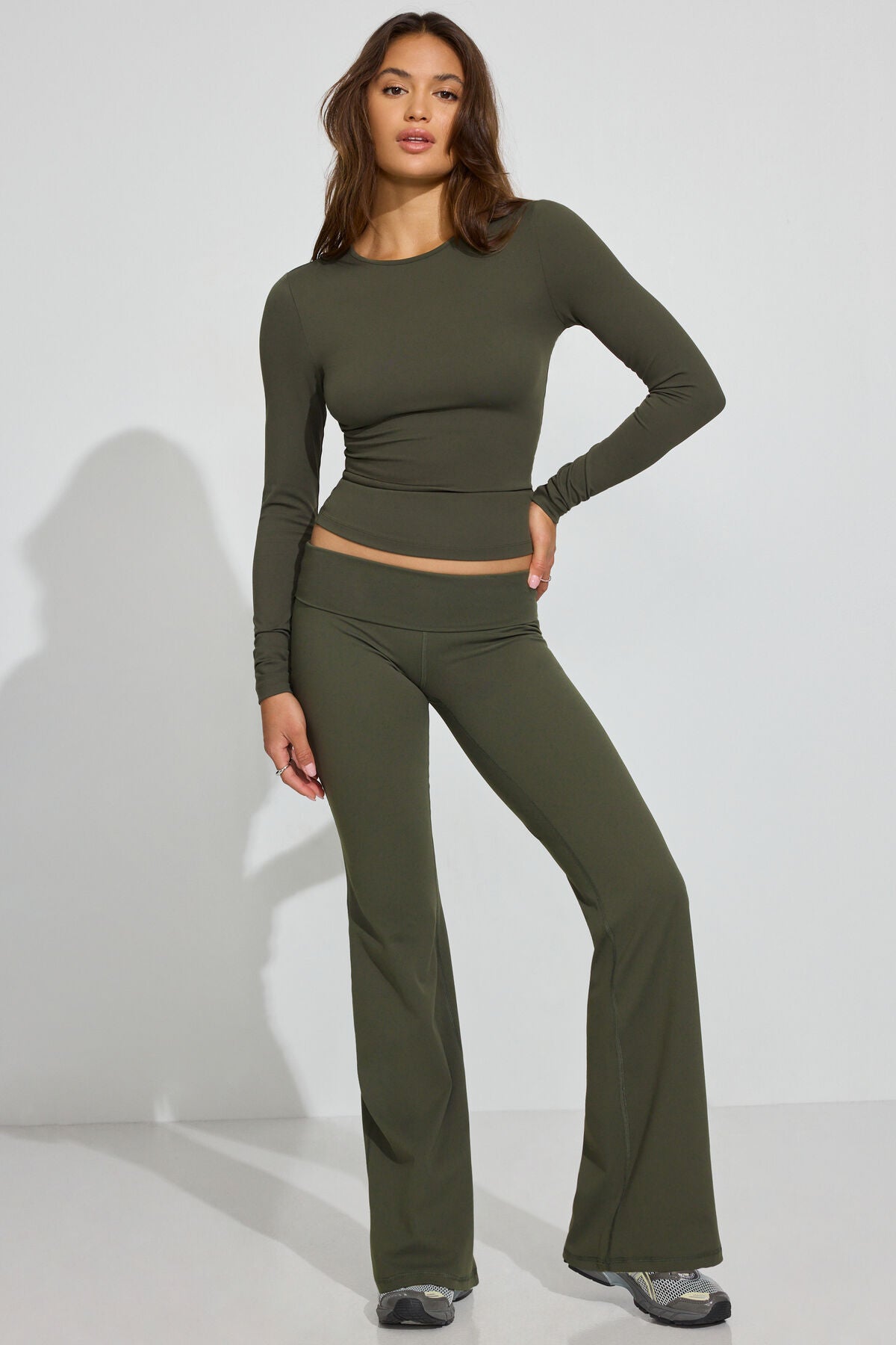 Sleek Crewneck Long Sleeve Top Green Garage Clothing Women