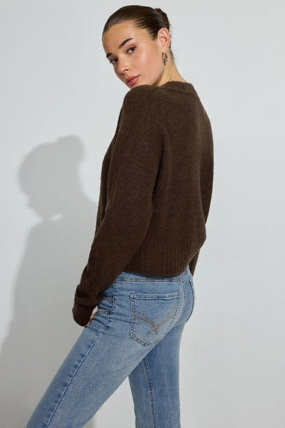 Long Sleeve Spongy Crewneck Sweater Brown Garage Clothing Women