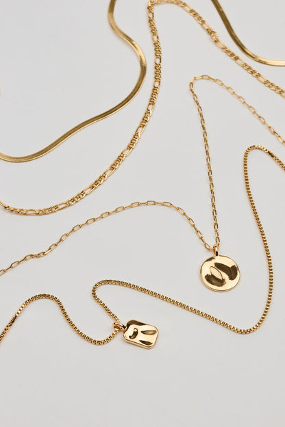 Set of 5 Hammered Charms and Chains Necklaces Yellow Garage Clothing Women