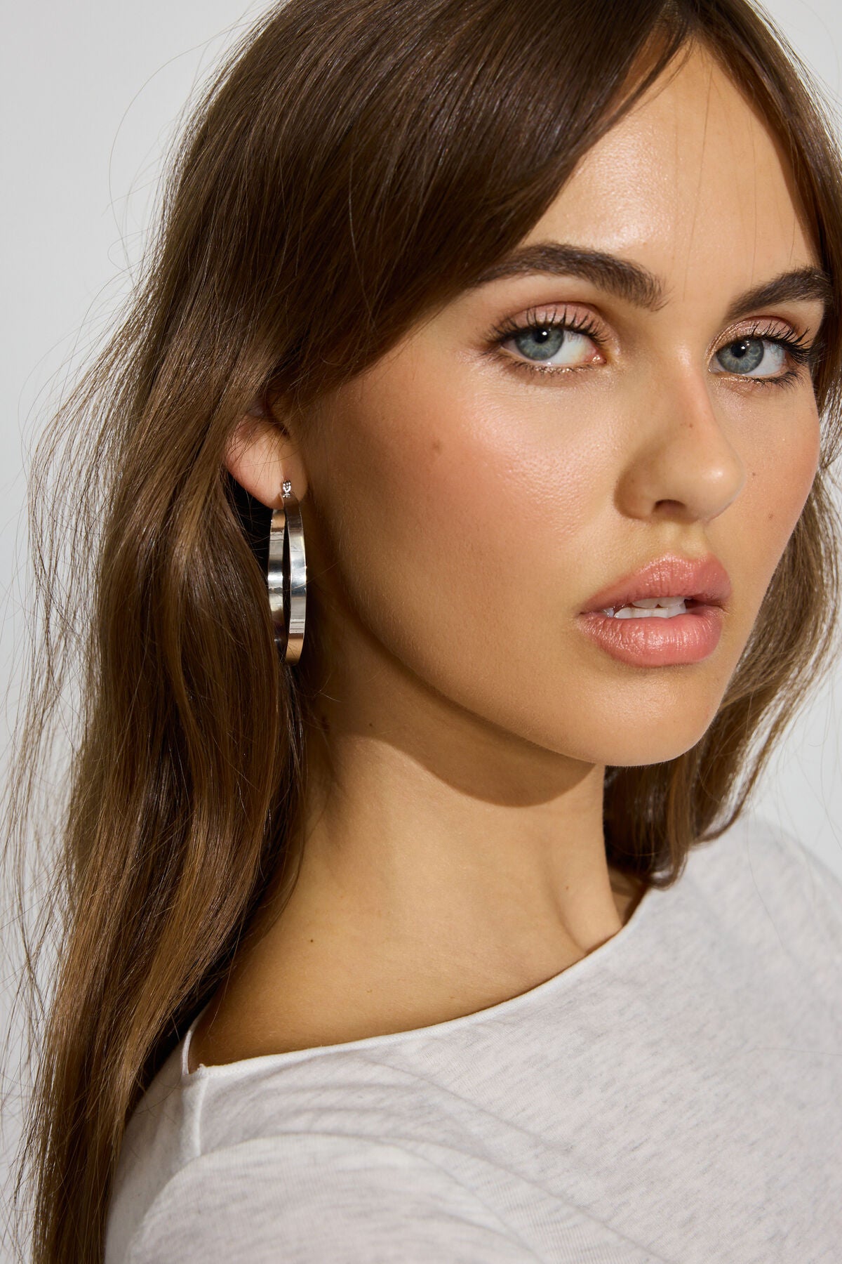 3 Pack Smooth & Textured Hoop Earrings Gray Garage Clothing Women