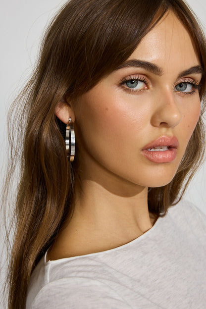 3 Pack Smooth & Textured Hoop Earrings Gray Garage Clothing Women