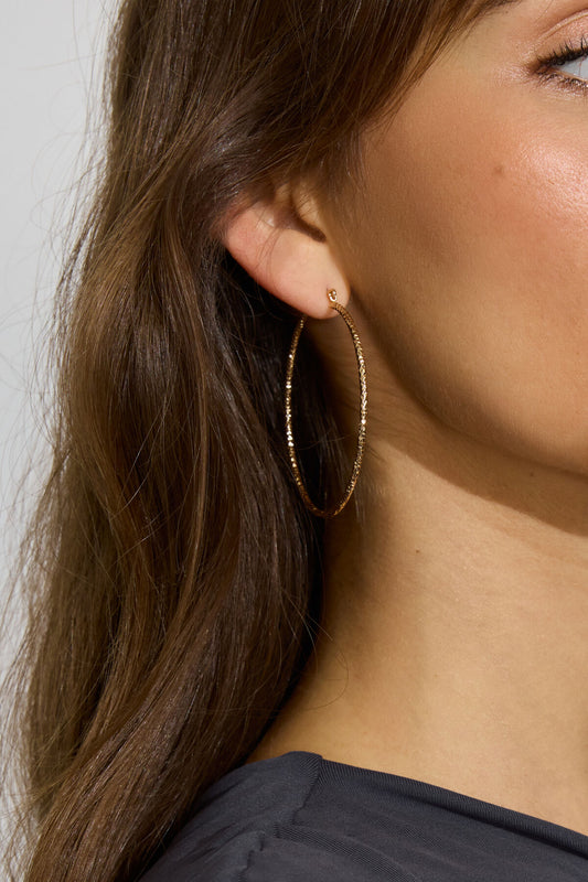 3 Pack Smooth & Textured Hoop Earrings Yellow Garage Clothing Women